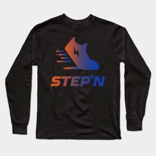 STEPN Logo - Move to Earn | Trending Crypto | Green Metaverse | Green Satoshi Token Long Sleeve T-Shirt